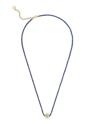 Lapis Bead Necklace with Turquoise Star