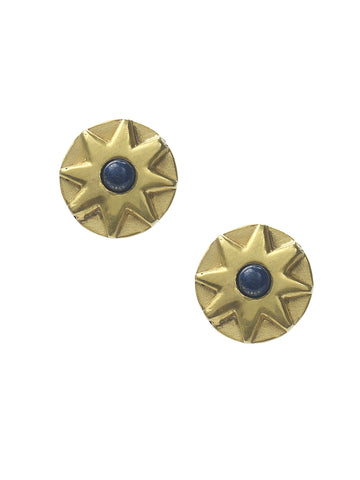 Sun Stud Ears with Lapis
