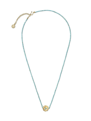 Turquoise Bead Necklace with Lapis Sun